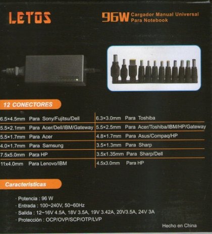 Imagen de Cargador para NOTEBOOK universal LETOS